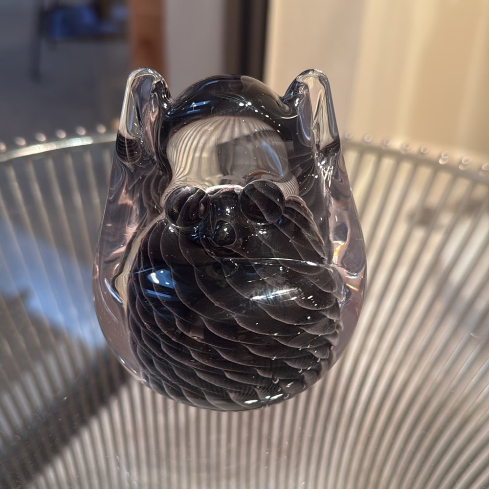 Vintage Swedish Glass Owl Paperweight